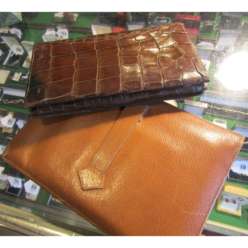 1289 - Crocodile Skin Ladies Evening Clutch Approximately 10 Inches Wide and Pigskin Money Wallet Approxima... 