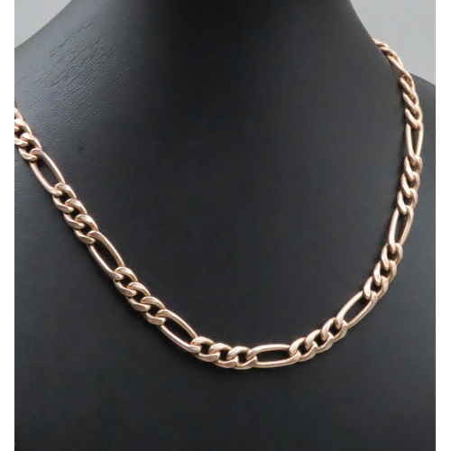 130 - 9 Carat Yellow Gold Figaro Link Chain Necklace 60cm Long