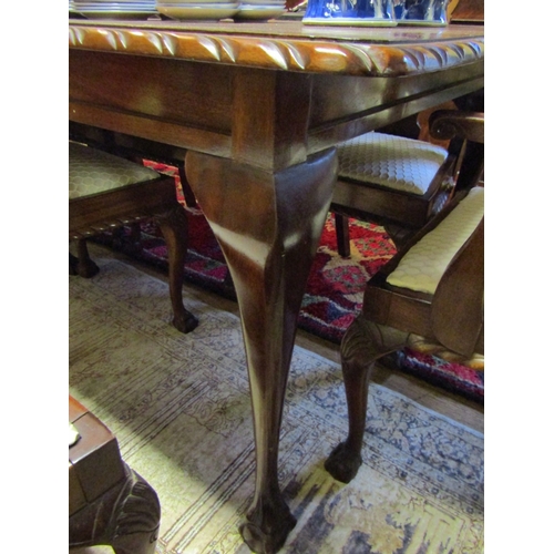 1302 - Mahogany Chippendale Dining Room Table Rectangular Form Gadrooned Edged Decoration Above Claw and Ba... 