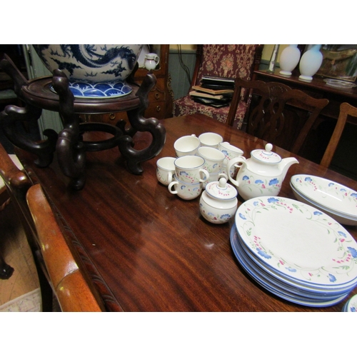 1302 - Mahogany Chippendale Dining Room Table Rectangular Form Gadrooned Edged Decoration Above Claw and Ba... 