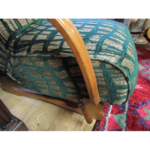 1304 - Vintage Reclining Easy Armchair Re-upholstered by Vendor in Designer Tweed Back Reclining Mechanism ... 