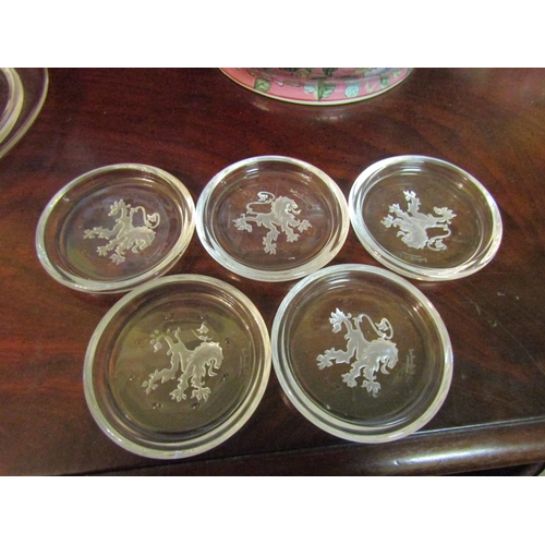 1310 - Set of Five French Art Glass Wine Glass Table Top Coasters