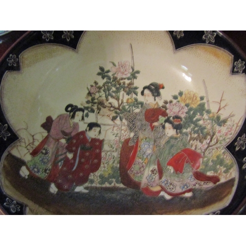 1314 - Korean Fruit Bowl Painted Decoration Approximately 11 Inches Diameter