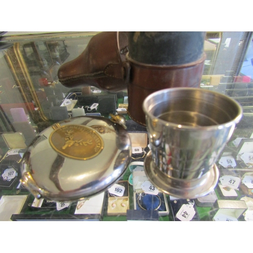 1326 - Silver Plated Travelling Cup with Leather Pouch and Two Other Items