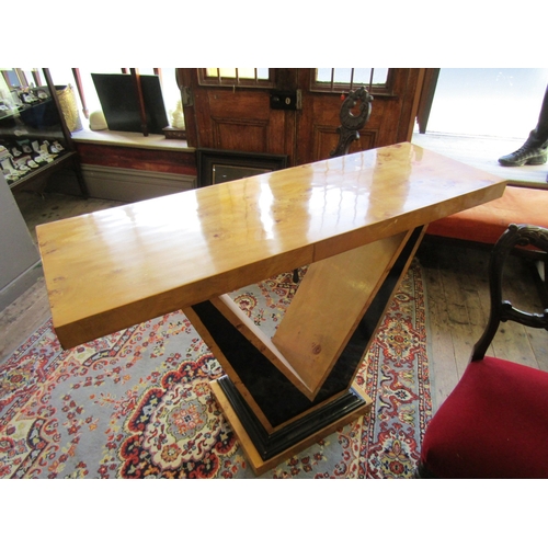 1330 - Birdseye Maple Console Table Geometric Form Approximately 52 Inches Wide x 35 Inches High