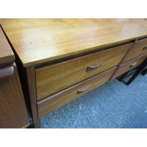 1360 - Vintage Hardwood Dressing Table Chest Mirror Plate Above Four Drawers Approximately 5ft Wide