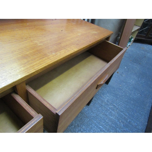 1360 - Vintage Hardwood Dressing Table Chest Mirror Plate Above Four Drawers Approximately 5ft Wide