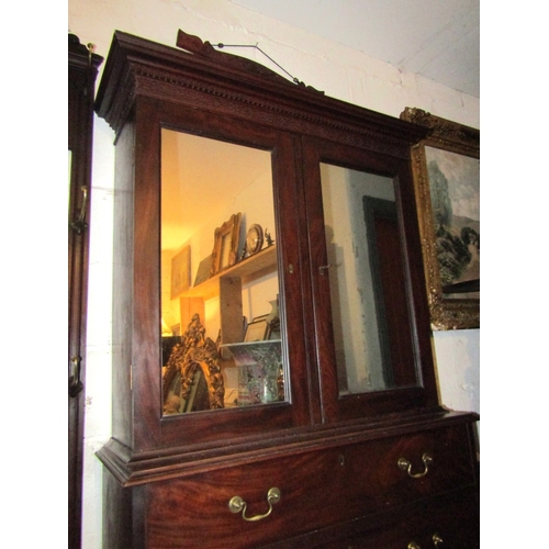 1365 - George III Red Walnut Twin Drawer State Cabinet with Four Long Drawers Above Bracket Supports Approx... 