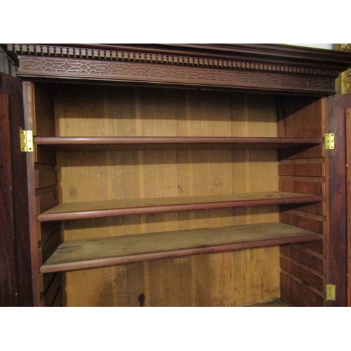 1365 - George III Red Walnut Twin Drawer State Cabinet with Four Long Drawers Above Bracket Supports Approx... 