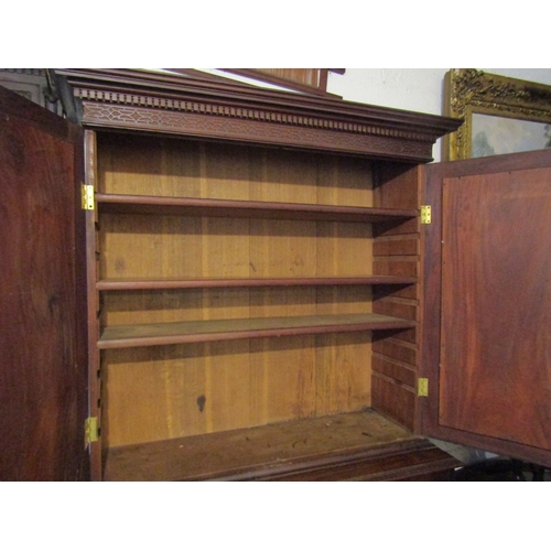 1365 - George III Red Walnut Twin Drawer State Cabinet with Four Long Drawers Above Bracket Supports Approx... 