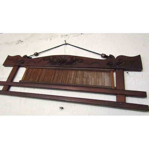 1366 - Unusual Tribal or Ethnic Hardwood Loom Approximately 2ft Wide