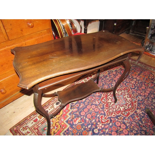 1373 - Edwardian Mahogany Rectangular Form Occasional Table Cabriole Supports Approximately 3ft Wide