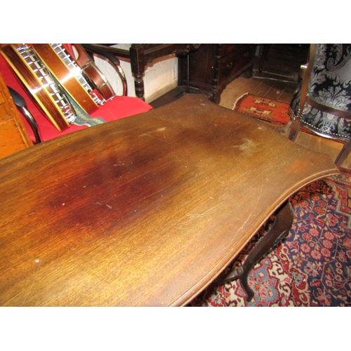 1373 - Edwardian Mahogany Rectangular Form Occasional Table Cabriole Supports Approximately 3ft Wide