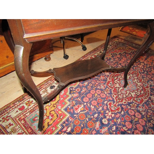 1373 - Edwardian Mahogany Rectangular Form Occasional Table Cabriole Supports Approximately 3ft Wide