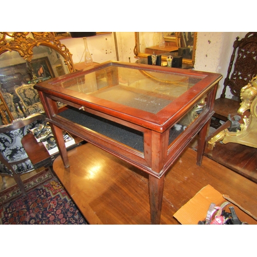 1390 - Mahogany Framed Curio Table with Lift-up Top Fitted Interior Above Tapering Supports Approximately 2... 