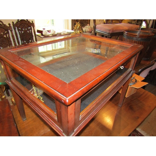 1390 - Mahogany Framed Curio Table with Lift-up Top Fitted Interior Above Tapering Supports Approximately 2... 