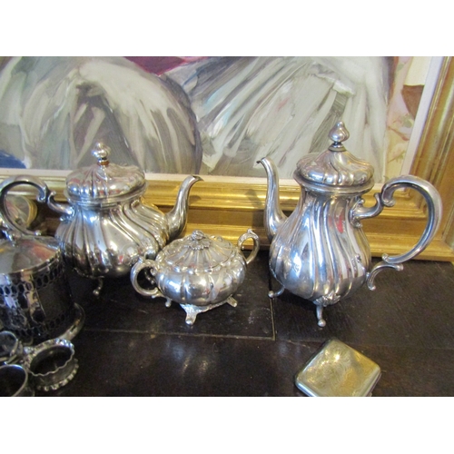 1404 - Quantity of Various Old Silver Plate Including Teapot, Coffee Pot, etc.