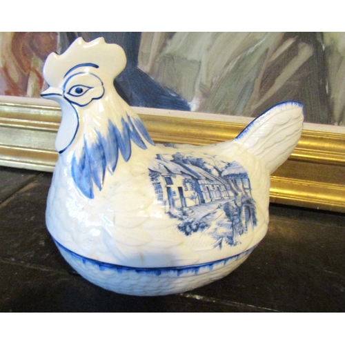 1420 - Old Staffordshire Egg Holder Chicken Form with Two Other Pieces