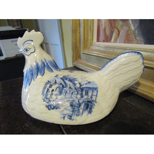 1420 - Old Staffordshire Egg Holder Chicken Form with Two Other Pieces