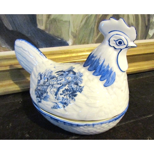 1420 - Old Staffordshire Egg Holder Chicken Form with Two Other Pieces