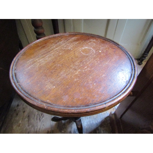 1427 - Neat Form Mahogany Wine Table Carved Tripod Base Top Approximately 10 Inches Diameter x 23 Inches Hi... 