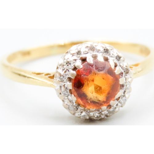 143 - Spessartine Garnet Set Ladies Cluster Ring Mounted in 9 Carat Yellow Gold Ring Size N As New Unworn ... 