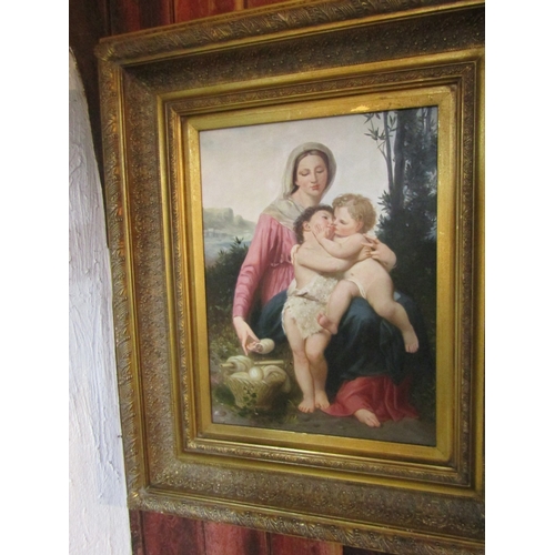 1443 - Madonna and Child with Saint John the Baptist Contained Within Gilded Frame Size Approximately 16 In... 