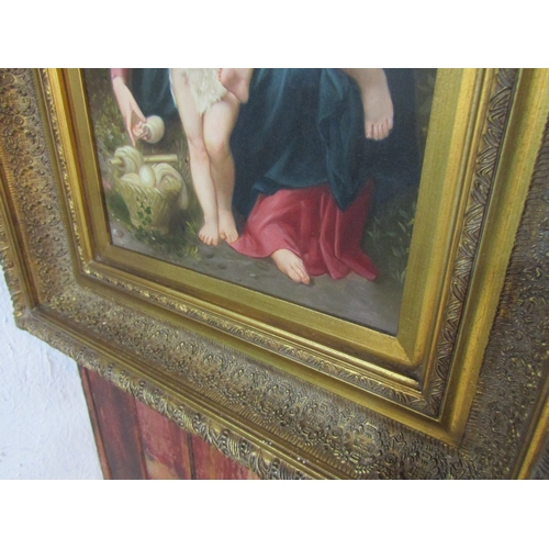 1443 - Madonna and Child with Saint John the Baptist Contained Within Gilded Frame Size Approximately 16 In... 