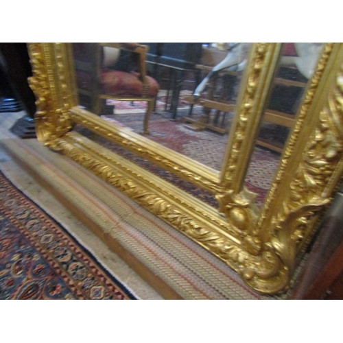 1445 - Large Gilded Wall Mirror Upper Cartouche Decoration Cherup Motifs Approximately 7ft High x 4ft Wide