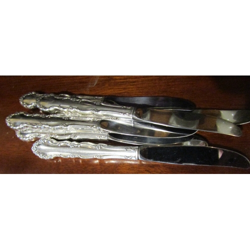 1450 - Silver Collar Presentation Knife and Fork with Various Silver Plated Knives