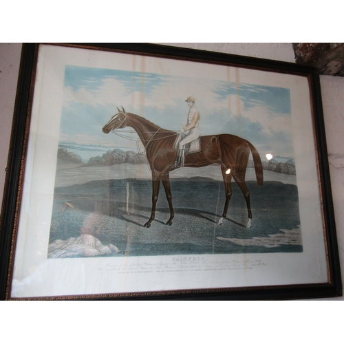 1458 - Two Antique Sporting Engravings Depicting Sainfoin Winner of Derby Stakes Epson 1890 and Another Eac... 