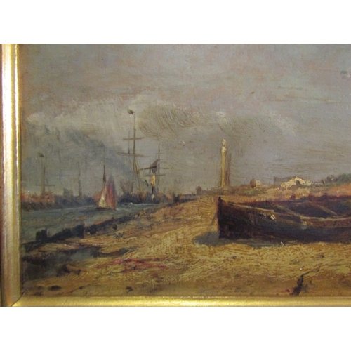 1468 - Edwin Hayes Entrance to Harbour Oil on Board Dated 1889 Signed Lower Right Approximately 10 Inches W... 