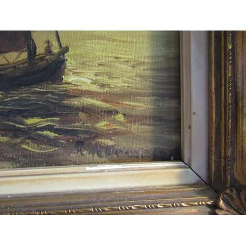 1470 - Marine Scene Sailing Boat Oil on Canvas Approximately 10 Inches High x 8 Inches Wide Signed Indistin... 