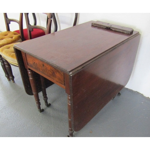 1478 - William IV Dropleaf Table Single Drawers One Face Lacking Turned Supports Extends to Approximately 5... 