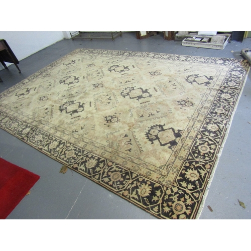 1488 - Large Persian Pure Wool Rug Ochre and Dark Navy Ground Approximately 14ft Long x 10ft  Wide