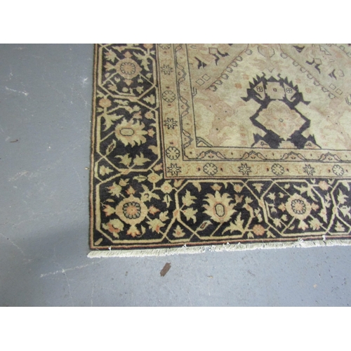 1488 - Large Persian Pure Wool Rug Ochre and Dark Navy Ground Approximately 14ft Long x 10ft  Wide