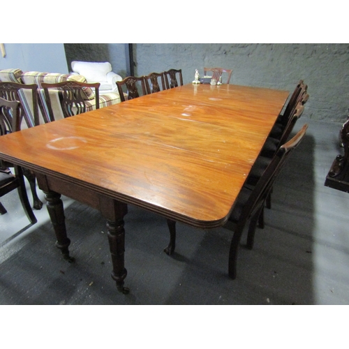 1492 - Irish William IV Mahogany Dining Room Table Extending to Approximately 12ft Turned and Carved Suppor... 