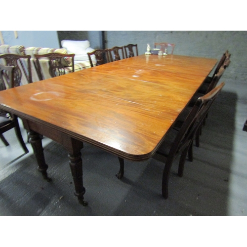 1492 - Irish William IV Mahogany Dining Room Table Extending to Approximately 12ft Turned and Carved Suppor... 