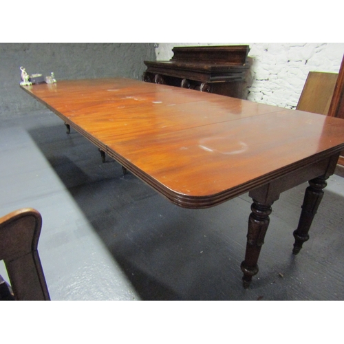 1492 - Irish William IV Mahogany Dining Room Table Extending to Approximately 12ft Turned and Carved Suppor... 