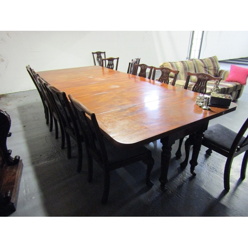 1493 - Set of Twelve Irish Chippendale Mahogany Dinning Chairs Upholstered Seats Above Claw and Ball Suppor... 