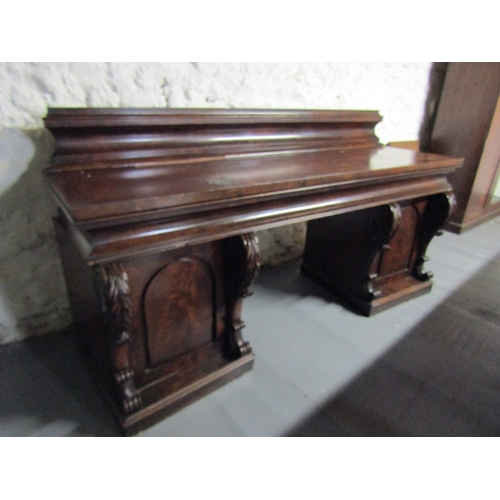 Irish William IV Figured Mahogany Twin Pedestal Sideboard Approximately 8ft Long