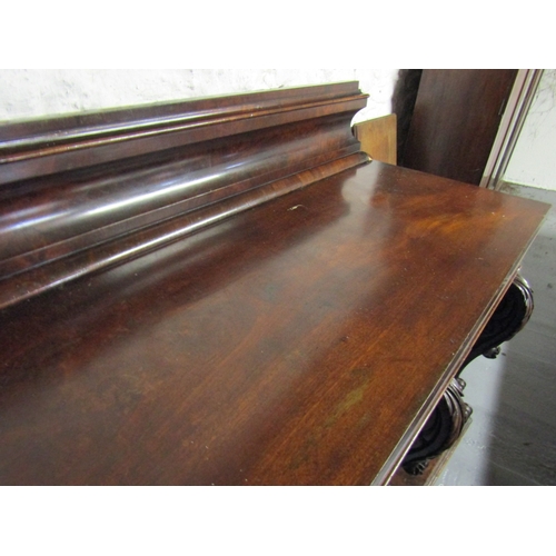 1495 - Irish William IV Figured Mahogany Twin Pedestal Sideboard Approximately 8ft Long