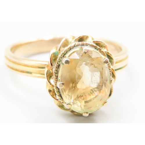 15 - Finely Detailed Citrine Set Single Stone Ring Mounted in 18 Carat Yellow Gold Ring Size N