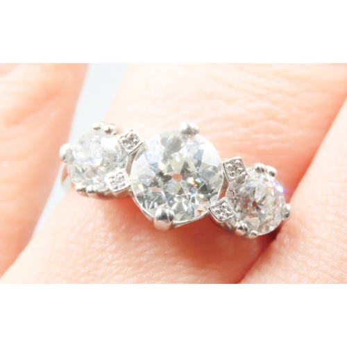 150 - Diamond Set Three Stone Ring Mounted in Platinum Centre Stone Diamond Carat Weight 1.5ct Side Stone ... 