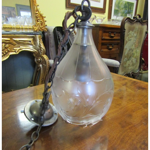 1503 - Edwardian Pear Form Ceiling Light with Ceiling Rows and Chain Electrified Working Order