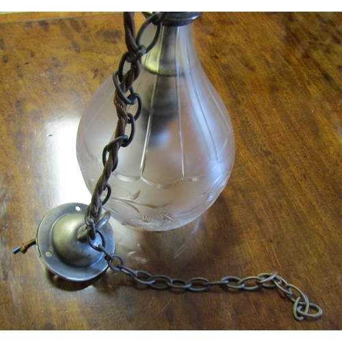 1503 - Edwardian Pear Form Ceiling Light with Ceiling Rows and Chain Electrified Working Order