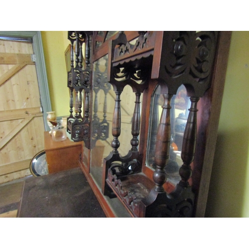 1505 - Victorian Mahogany Over Mantle with Pierced Decoration Approximately 50 Inches Wide x 64 Inches High