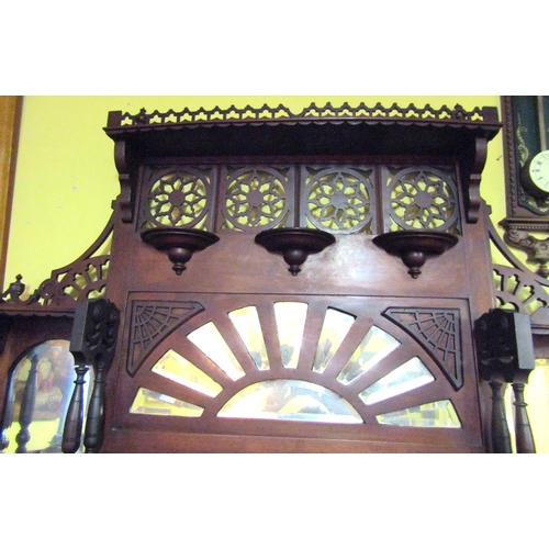 1505 - Victorian Mahogany Over Mantle with Pierced Decoration Approximately 50 Inches Wide x 64 Inches High