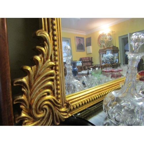 1509 - Gilded Over Mantle Mirror Dome Top Approximately 54 Inches Wide x 64 Inches High