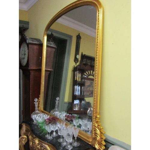 1509 - Gilded Over Mantle Mirror Dome Top Approximately 54 Inches Wide x 64 Inches High